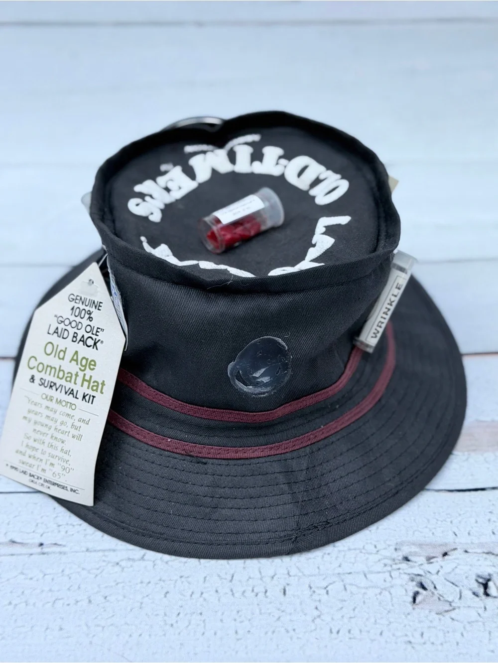 Vintage 1989 Laid Back Old Age Combat Hat & Survival Kit Gag Gift - NWT